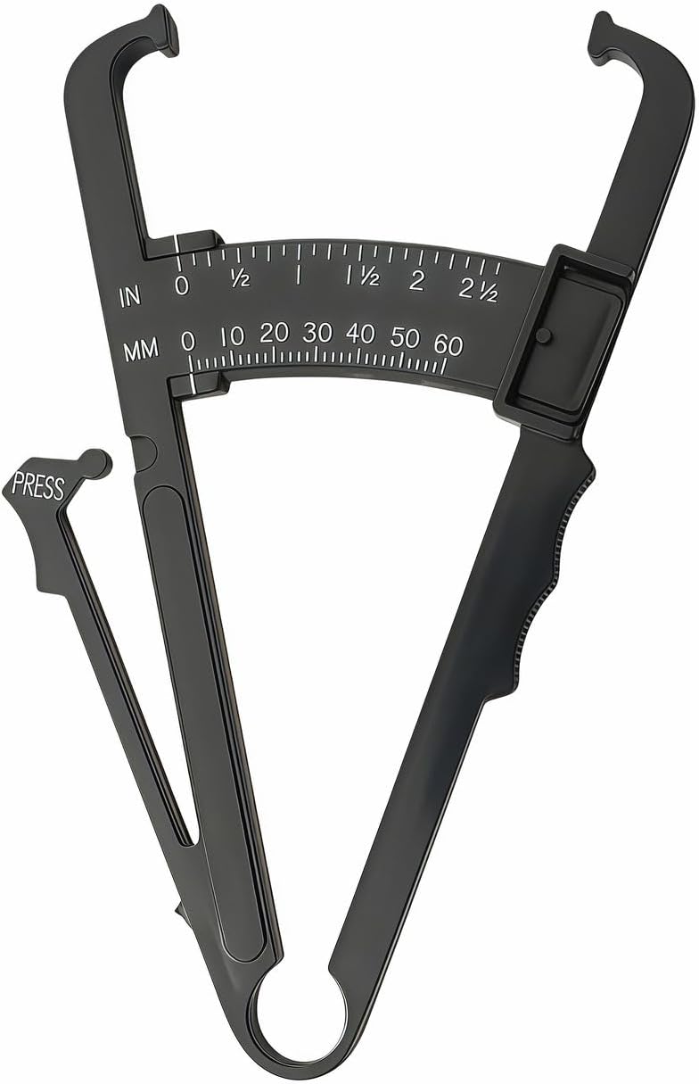 BUBBLE-FLY Professional High-Accuracy Body Fat Caliper with Dual Metric/Imperial Scale, Dual Scale Skinfold Measure for Men & Women - Easy, Portable Fat Percentage Tester, Home/Gym Use (Black) - Image 1